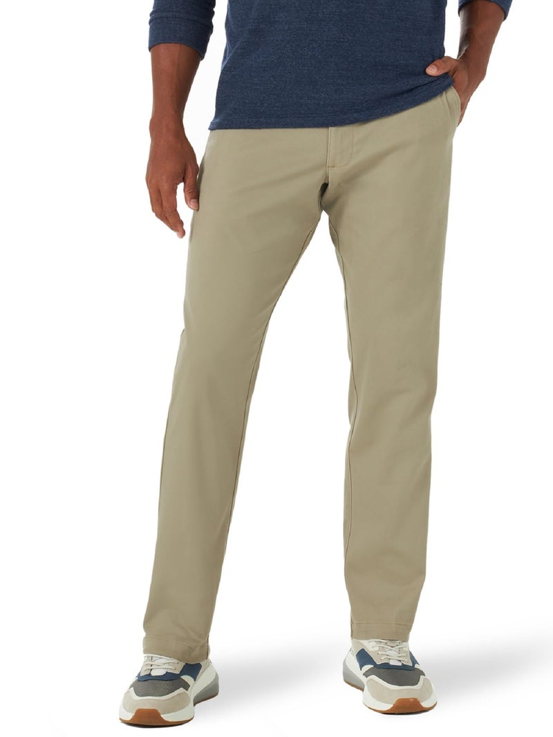 Lee Men's Extreme Motion Flat Front Relaxed Taper Pant, Khaki, 38W x 30L - Image 1
