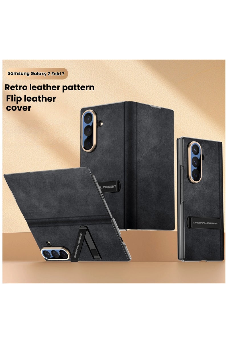 Compatible with Samsung Galaxy Z Fold 7 Stand Ultra-Thin Leather Case Flip Phone Case All-Inclusive Folding Screen Protector - Image 1