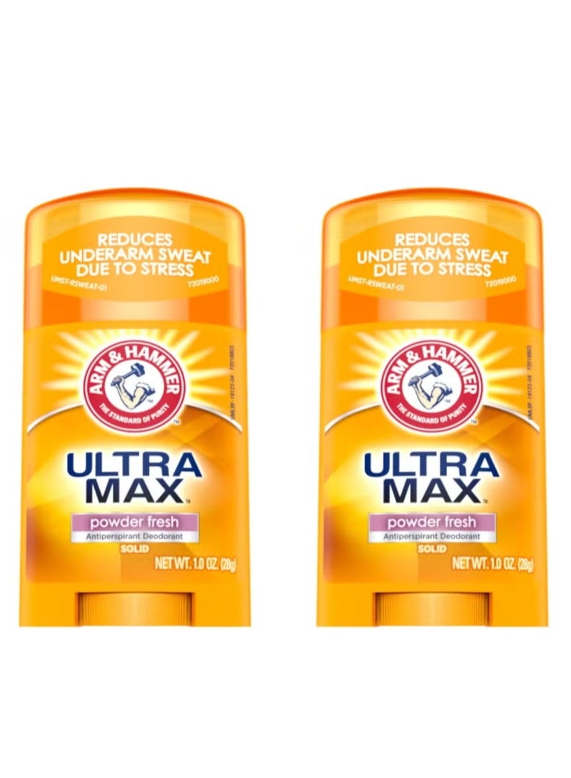 Arm & Hammer Ultra Max Powder Fresh Solid Antiperspirant Deodorant, Men, Stick, Pack of 2 - Image 1
