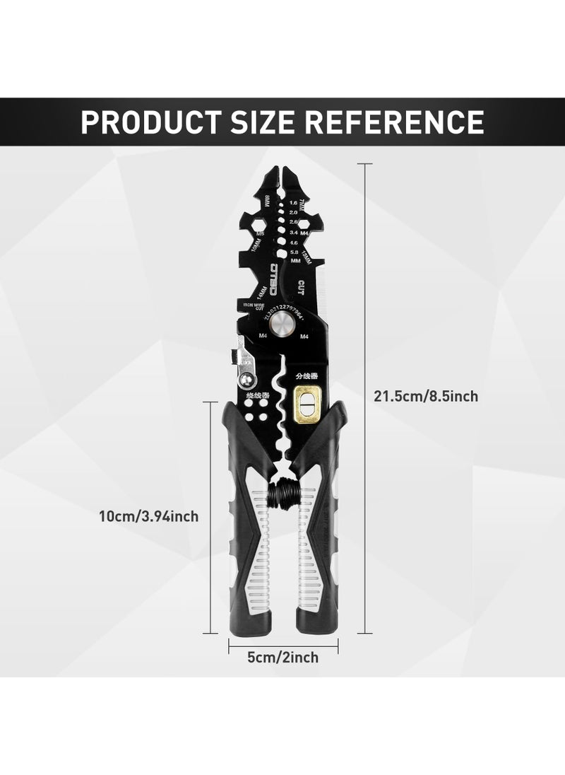 Wire stripper tool,25-in-1 Multifunction wire strippers electeical,8" Multifunctional Electricion Pliers for Wire Stripping Cutting and Crimping with Splitting and Winding,Gift for father