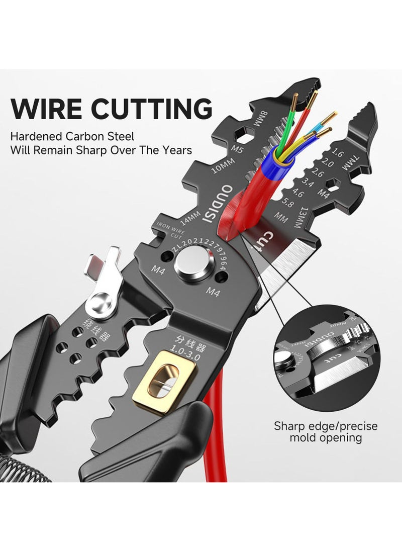 Wire stripper tool,25-in-1 Multifunction wire strippers electeical,8" Multifunctional Electricion Pliers for Wire Stripping Cutting and Crimping with Splitting and Winding,Gift for father