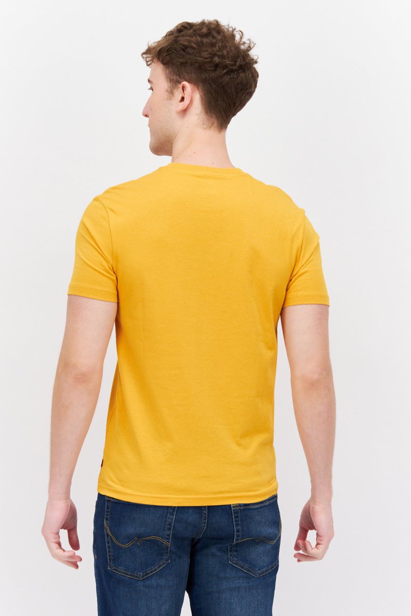 Levi's Men Crew Neck Short Sleeves Graphic Printed T-Shirt, Mustard Yellow - Image 3