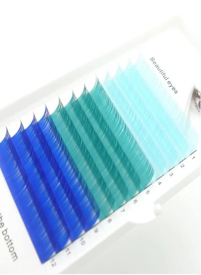 Alluring Mix Colored Lashes for Volume Eyelash Extentions C .07mm thickness (Li-Blue/Teal/Dark-Blue)