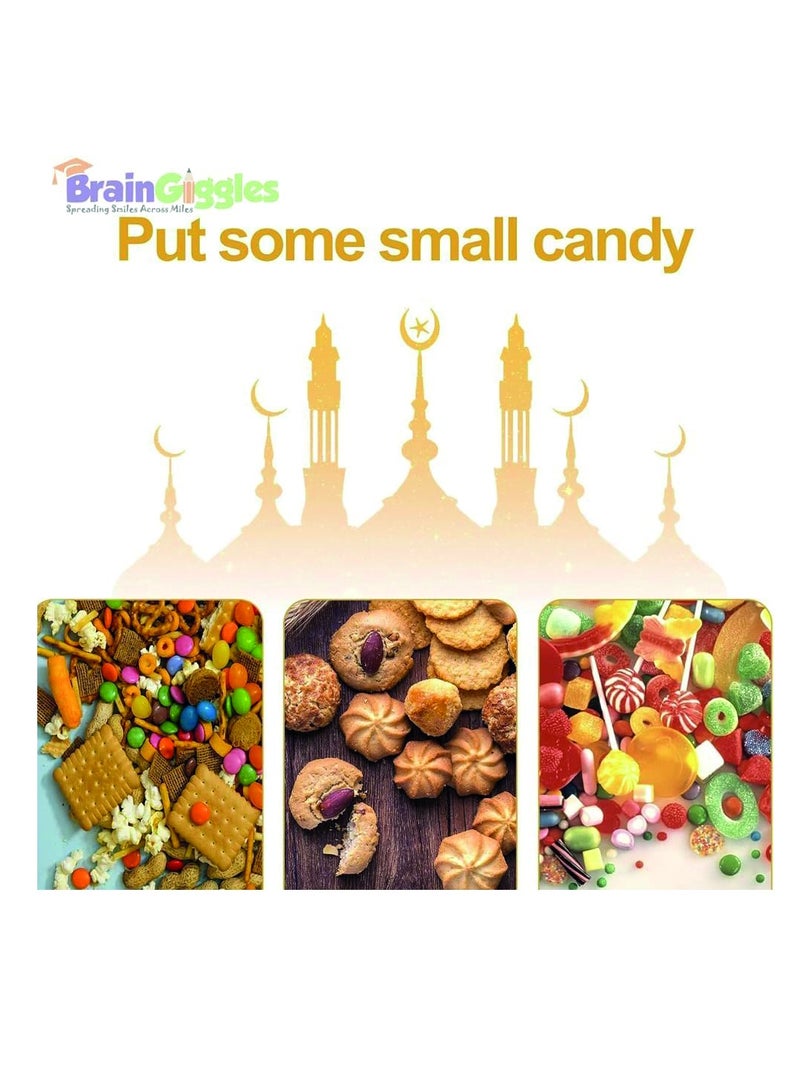 BrainGiggles Eid Mubarak Gift Boxes – Pack of 5 Ramadan Favor Boxes in Gold, Elegant Treat Boxes for Sweets - Image 4