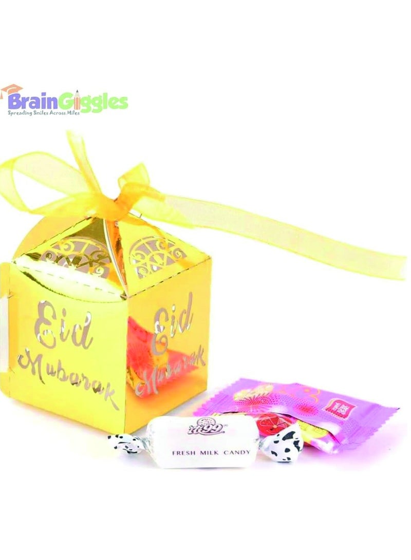 BrainGiggles Eid Mubarak Gift Boxes – Pack of 5 Ramadan Favor Boxes in Gold, Elegant Treat Boxes for Sweets - Image 5