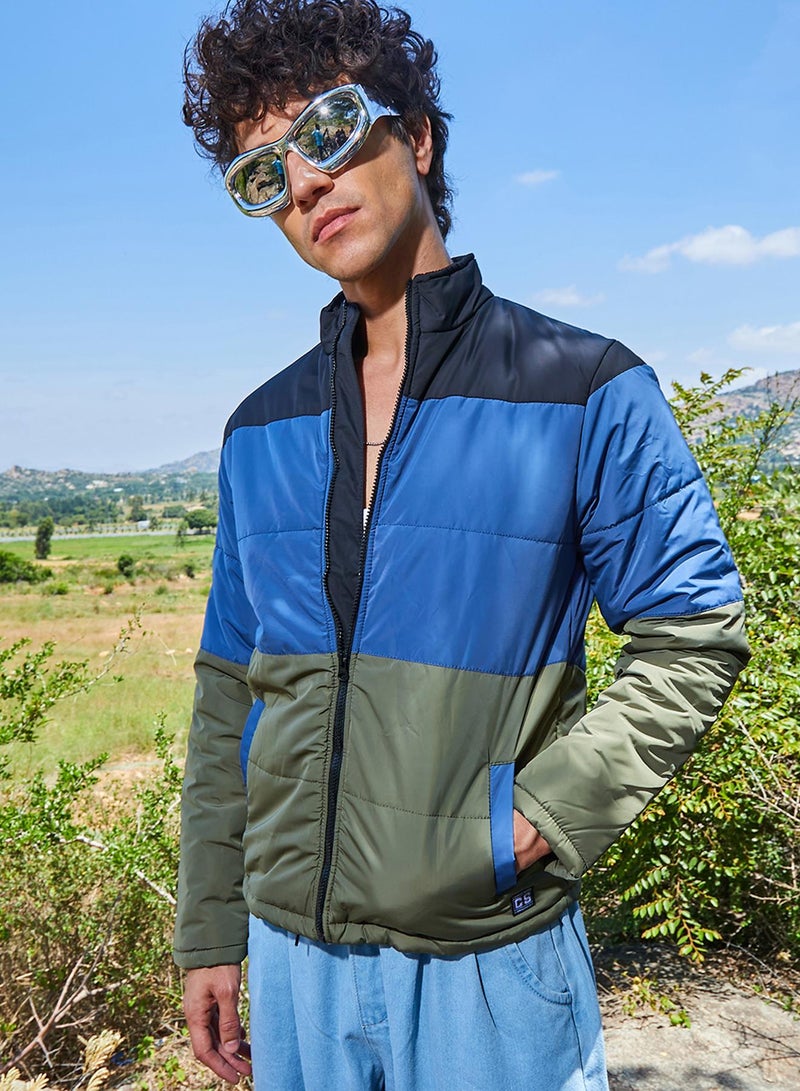 كامبوس سوترا Men's Multicolour Contrast Panel Puffer Jacket  - Image 1