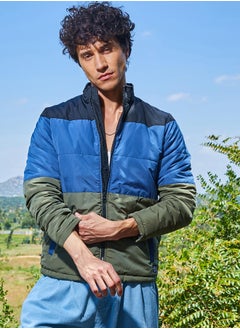 Campus Sutra Men's Multicolour Contrast Panel Puffer Jacket  - Image 2