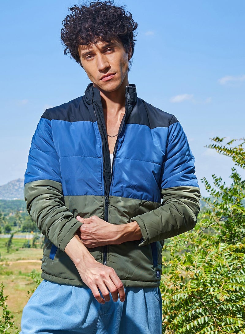 كامبوس سوترا Men's Multicolour Contrast Panel Puffer Jacket  - Image 2