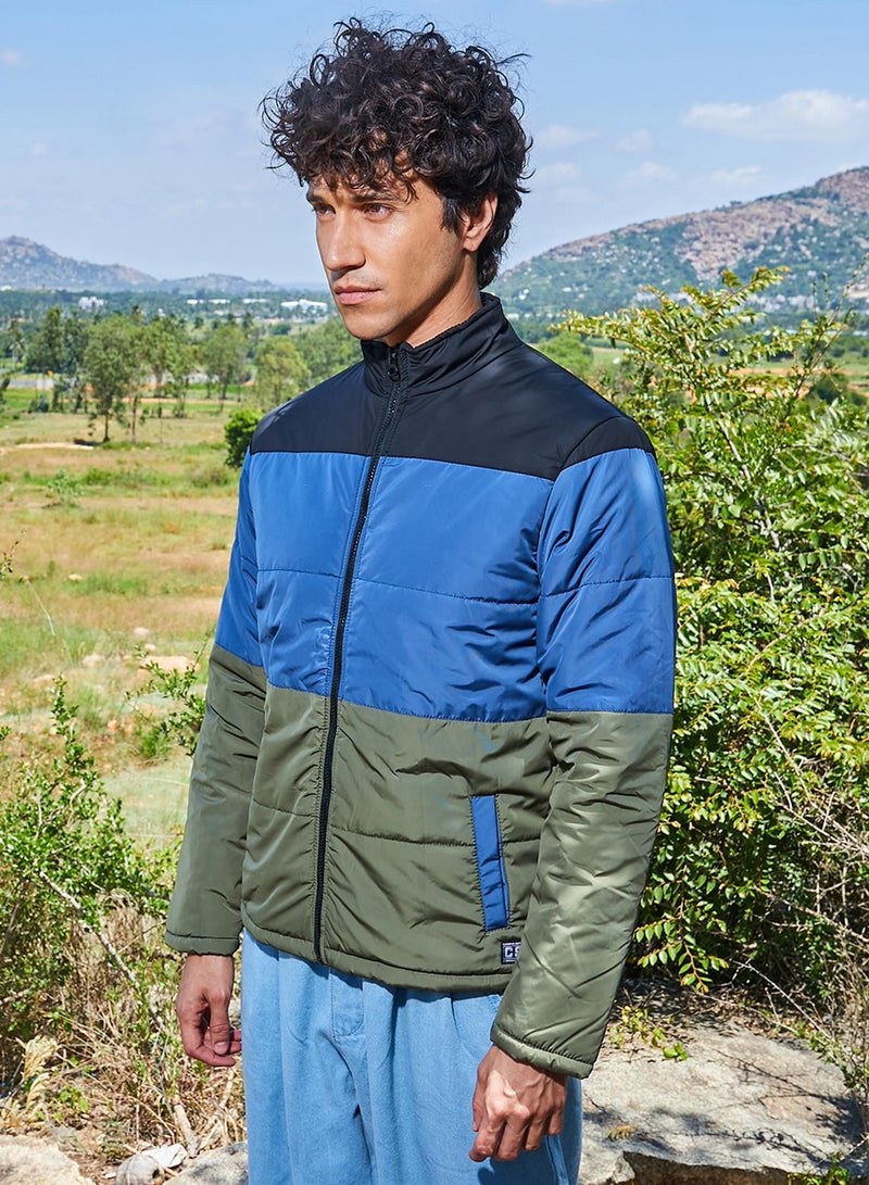 كامبوس سوترا Men's Multicolour Contrast Panel Puffer Jacket  - Image 3