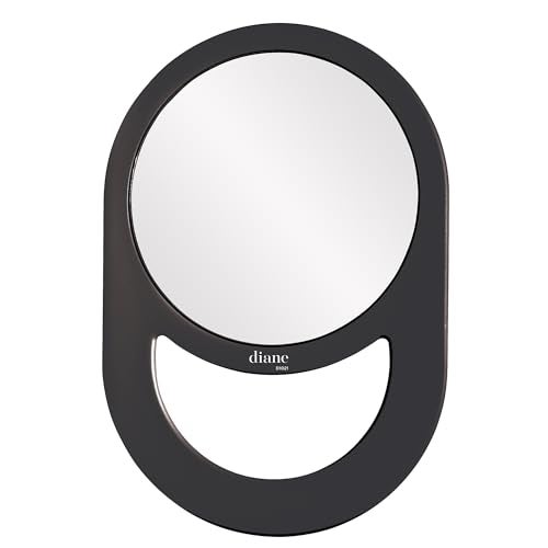Diane Professional Quality Hand Mirror Single Sided Hand Held Mirror with Handle for Salon Barber Grooming Vanity Shaving and Travel Medium 75 x 11 Black