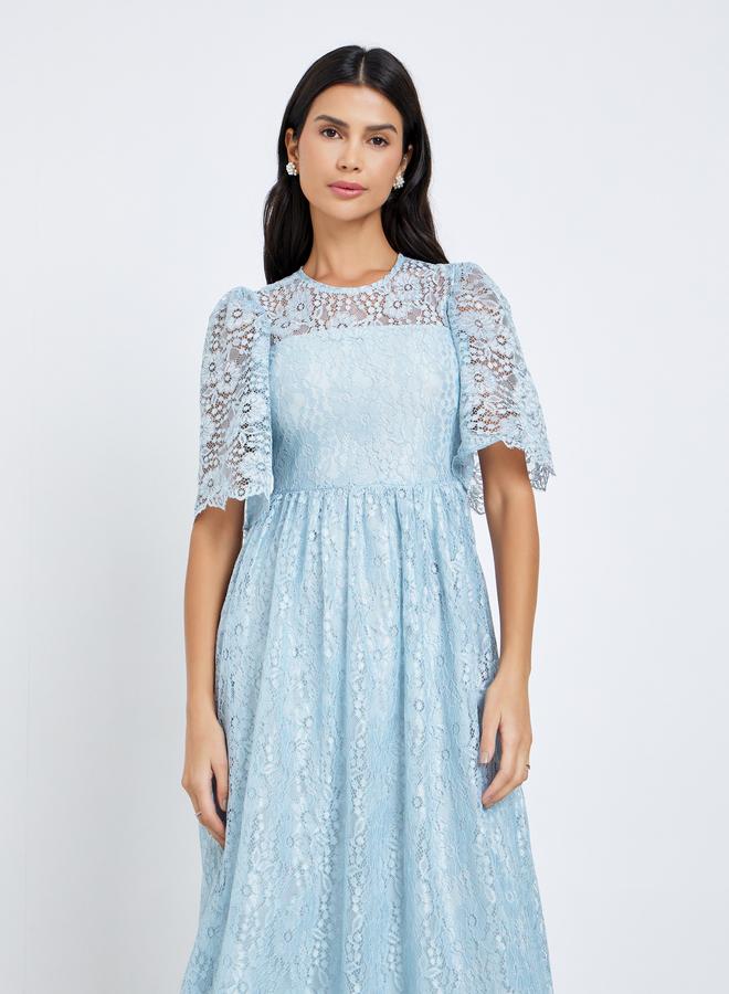 ستايلي فستان طويل دانتيل بأكمام قصيرة - Image 3