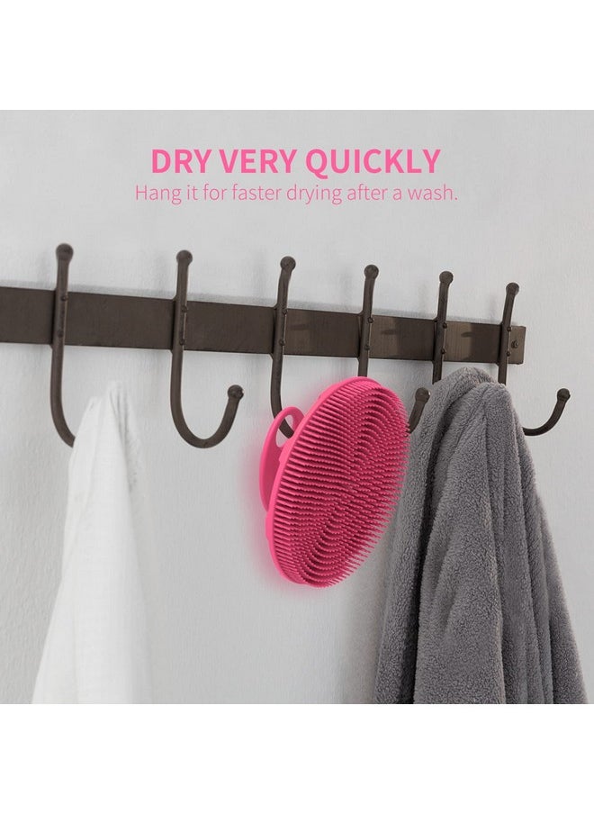 BEAUTAIL - Silicone Body Scrubber Shower Bath Brush, More Hygienic Than Traditional Loofah, Lather Nicely, Long Lasting, Gentle Exfoliating for Women Men Baby Sensitive Skin, 1 Pack, Rose - Image 1