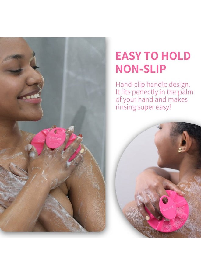BEAUTAIL - Silicone Body Scrubber Shower Bath Brush, More Hygienic Than Traditional Loofah, Lather Nicely, Long Lasting, Gentle Exfoliating for Women Men Baby Sensitive Skin, 1 Pack, Rose - Image 1