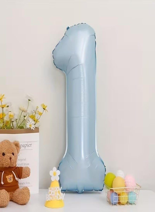 Atpata Funky 34 Inch Pastel Matte Baby Blue Foil Number Balloon for Birthday Decoration, Anniversary, Graduation, Milestone Age Number Balloon for Photo Backdrop & Event Decor (1) - Image 1