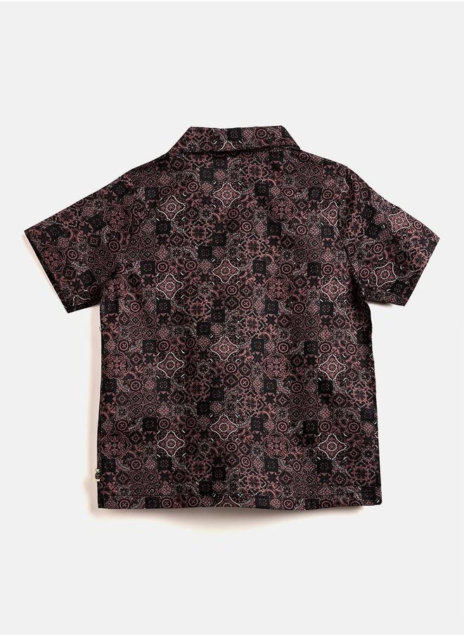 Stylo Bug Boys Brown Rayon Short Sleeve Shirt and Shorts Set by Styli  - Image 3