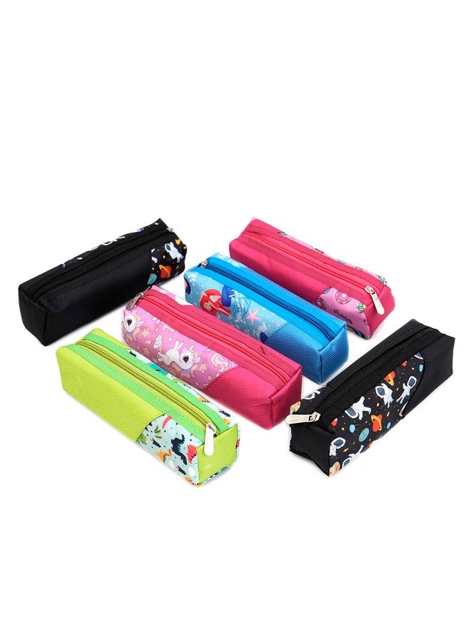 TULMAN Polyester Multipurpose Pencil Pouch Kids Birthday Party Return Gifts to Carry Pencil Pens in Stationery Pouch with Zip Lock Accessories for Boys/Girls/Children (6 Pack) - Multicolor - Image 1