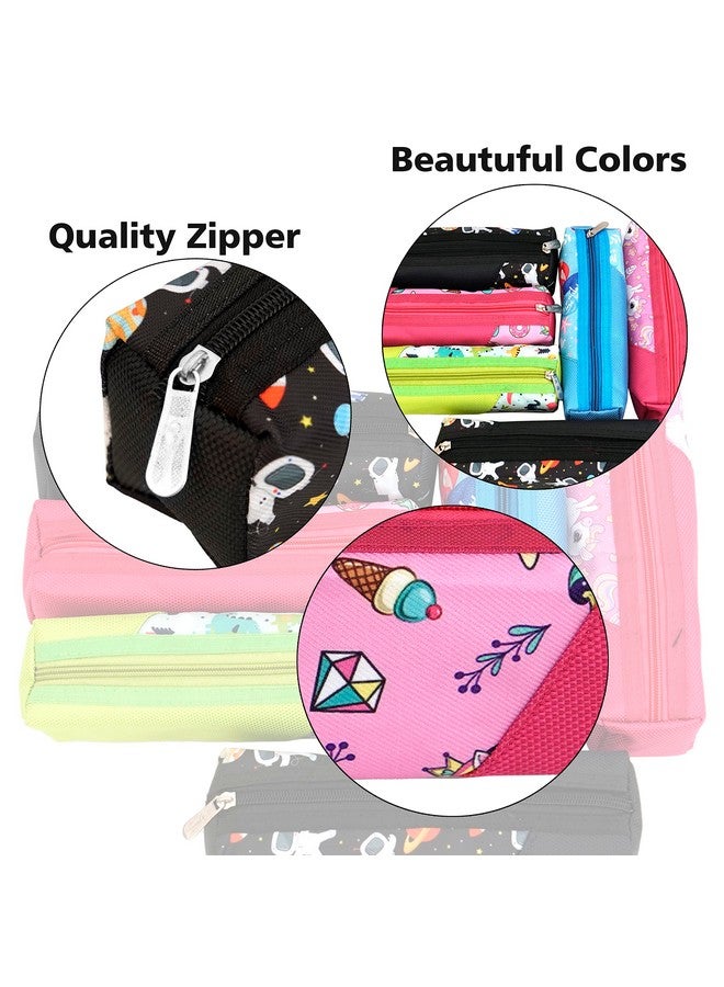 TULMAN Polyester Multipurpose Pencil Pouch Kids Birthday Party Return Gifts to Carry Pencil Pens in Stationery Pouch with Zip Lock Accessories for Boys/Girls/Children (6 Pack) - Multicolor - Image 3