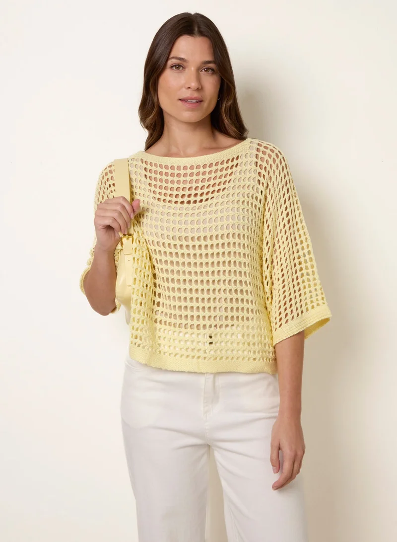 Blue Vanilla Round Neck Net Top