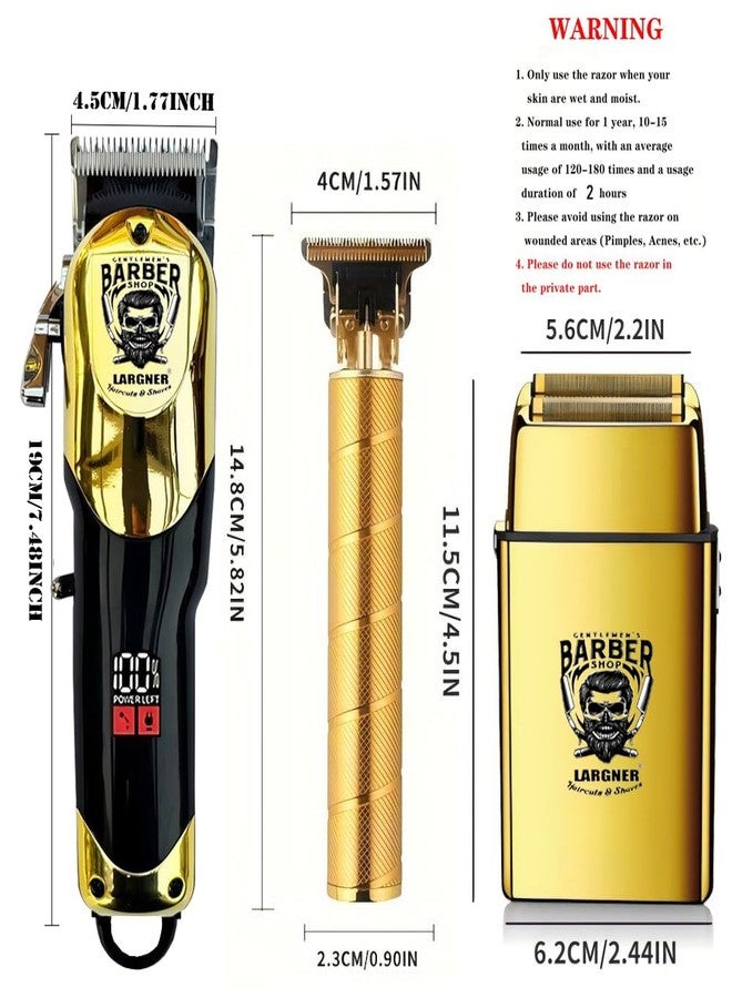 Largner Hair Clippers for Men Professional, Cordless Beard Trimmer & Electric Razor Shavers for Men, Rechargeable 3 Piece Barber Hair Cutting Kit LED Display Men's Grooming Kit - Image 2