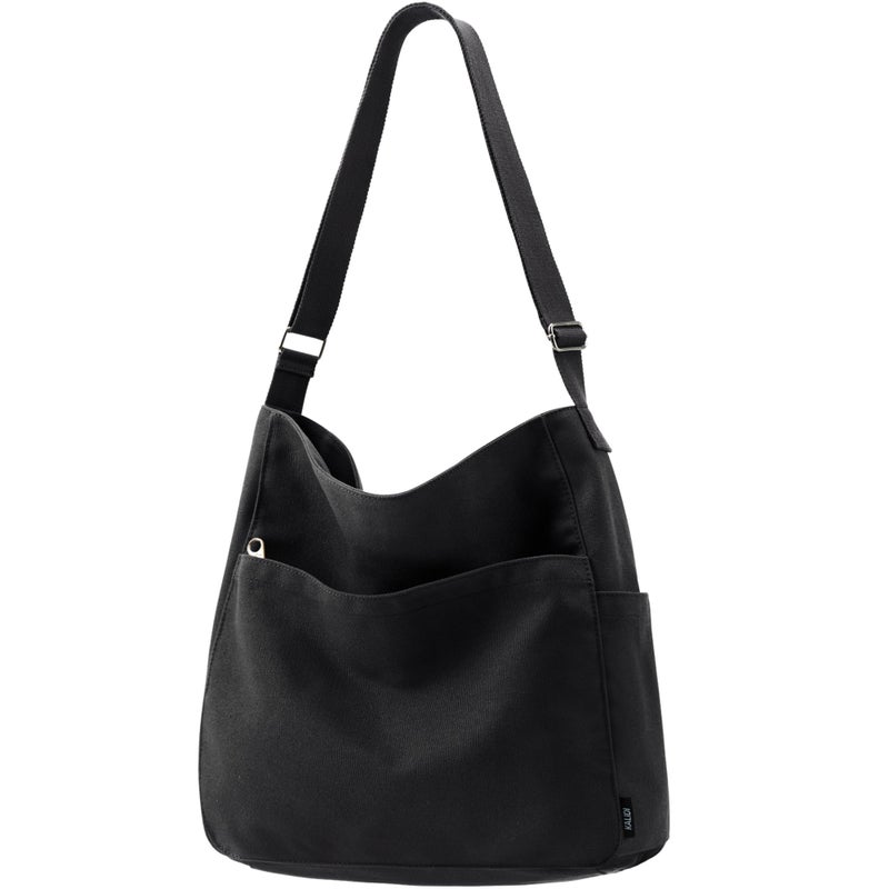 KALIDI FANCY FOREST KALIDI Canvas Tote Bag Large Hobo Crossbody Shoulder Handbag BlackZipper Messenger Bag for Women or Men Casual College Work - Image 1
