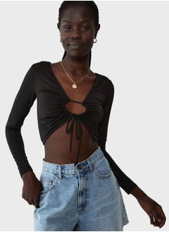Cotton On Tie Detail Ruched Top  - Image 1
