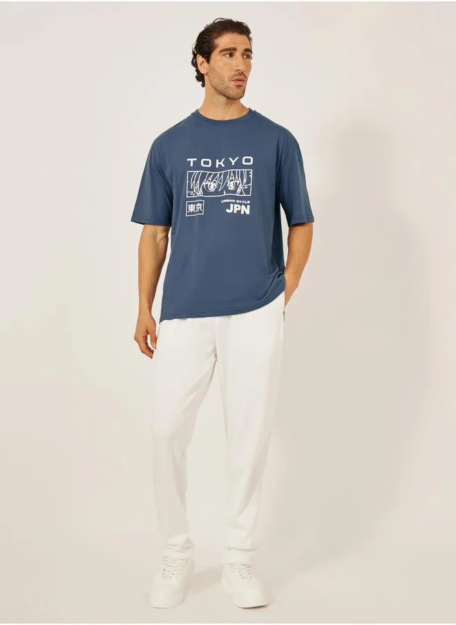 Styli Tokyo Graphic Print Short Sleeve Oversized T-Shirt