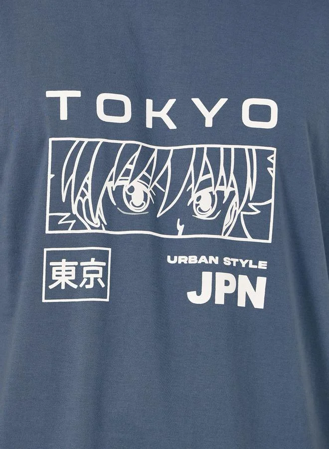 Styli Tokyo Graphic Print Short Sleeve Oversized T-Shirt