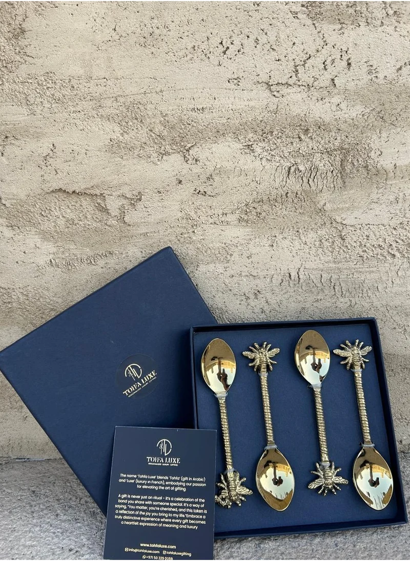 تحفة لوكس TohfaLuxe Bee Brass Dessert Spoon Set of 4