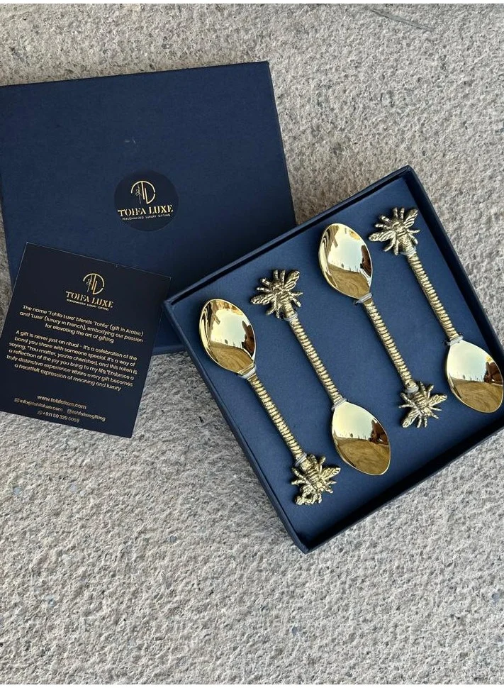 Tohfa Luxe Bee Brass Dessert Spoon Set of 4
