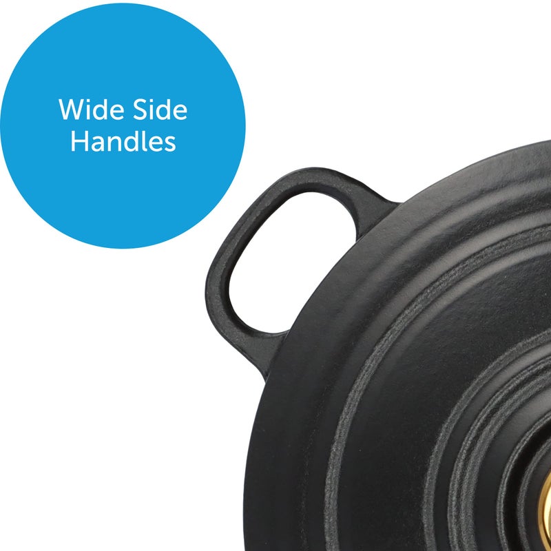 بي كي أدوات طهي BK من حديد الزهر المطلي بالمينا 4.4Qt باللون الأسود للفرن الهولندي - Image 4