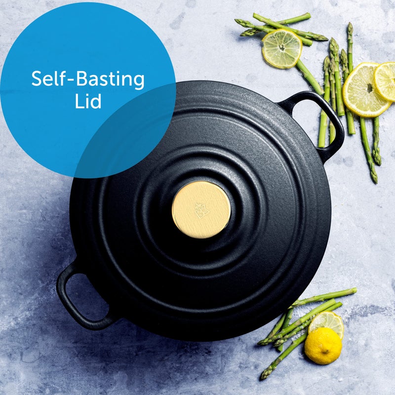 بي كي أدوات طهي BK من حديد الزهر المطلي بالمينا 4.4Qt باللون الأسود للفرن الهولندي - Image 3