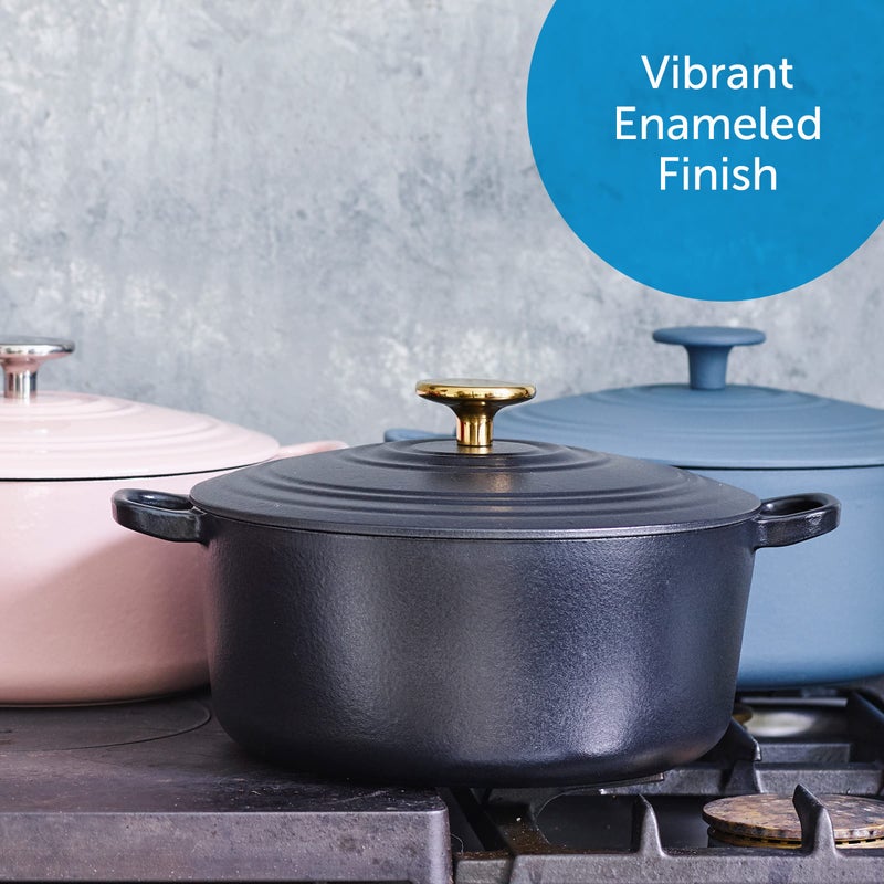 بي كي أدوات طهي BK من حديد الزهر المطلي بالمينا 4.4Qt باللون الأسود للفرن الهولندي - Image 5