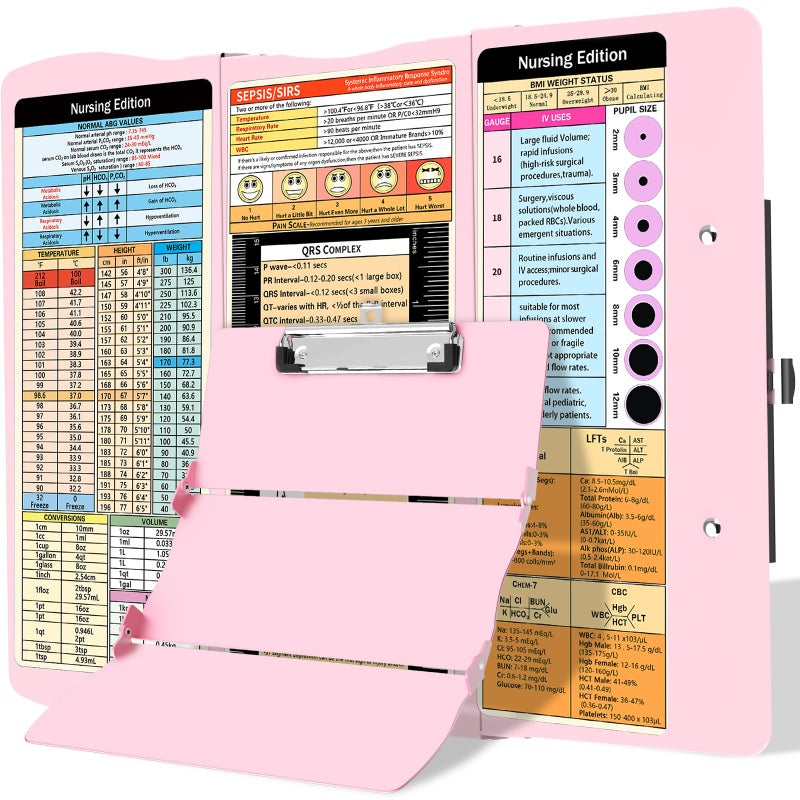 Trustnice Nursing Clipboard Foldable Clipboard Medical: Edition Cheat Sheets Aluminum 3 Layers Foldable Clipboards Nursing Pocket Size Profile Clip Nurse Clipboards Notepad for Nurses Students and Doctors - Image 1