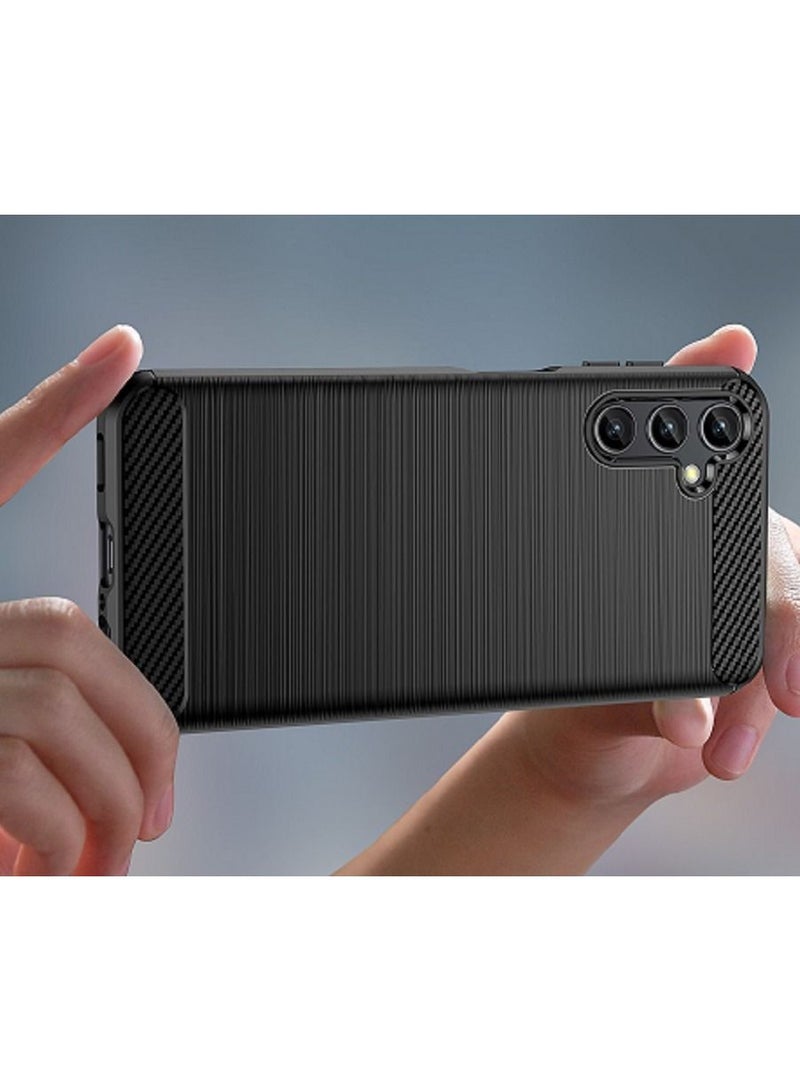 Cover Samsung Galaxy A14 (4G / 5G)  , - Protection Brushed Carbon Fiber Cover Shockproof - Anti-Scratch Case Slip-Resistant - Black  - Image 3