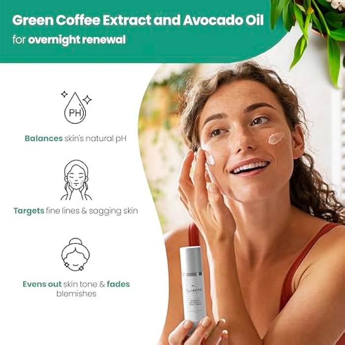 AppleBiotic Apple Cider Vinegar Restorative Night Cream - Overnight Firming, Smoothing Cream with African Green Coffee, Green Tea, Chamomile & Probiotic Extracts for Dry, Oily, Sensitive Skin, Men & Women - Image 3