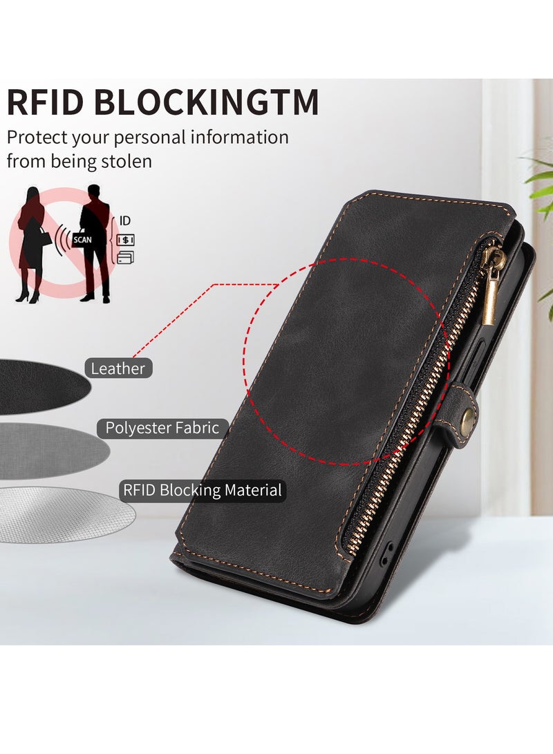 Gerenic Phone Case, Compatible with iPhone 15/15Plus/15Pro/15Pro Max, Phone Cover with RFID Blocking, Zipper Credit Card Holder, Flip Folio Book PU Leather Phone Case, Shockproof Cover for Women Men  - Image 2