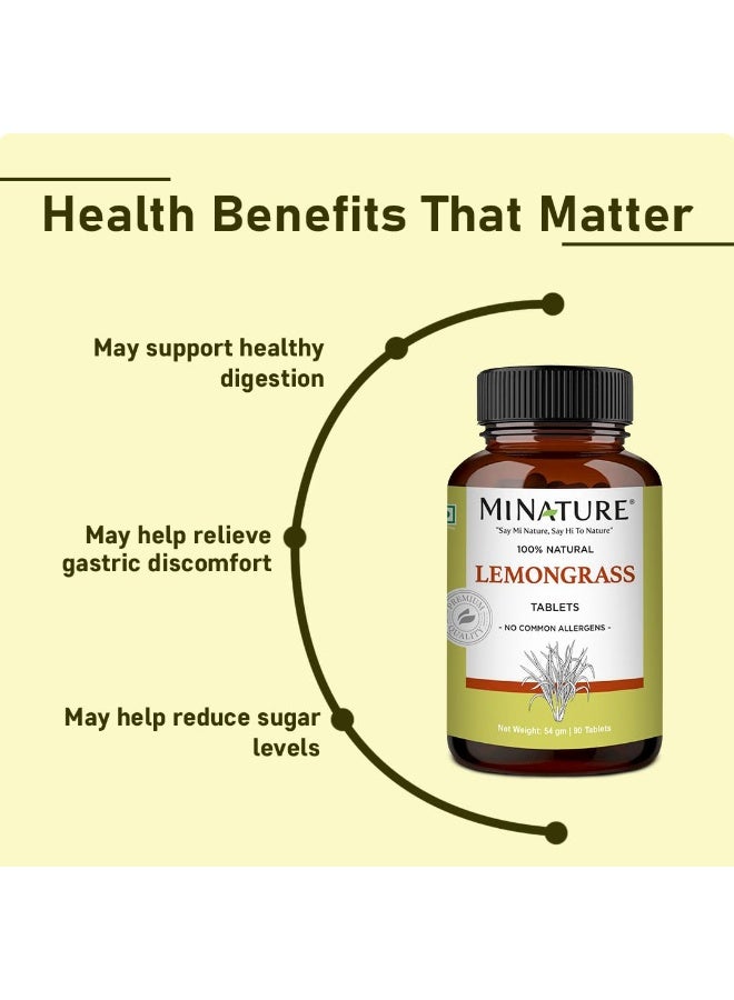 Mi Nature Lemongrass Tablets| 90 Tablets, 1000 mg | Vegan, Gluten-Free Non-GMO| Plant-Based Herbal Support - Image 3