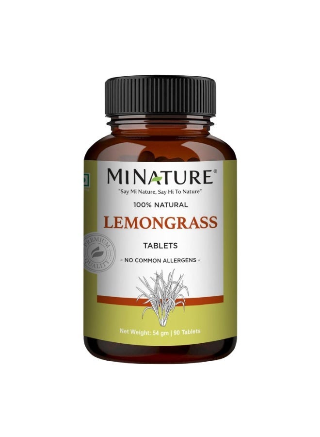 Mi Nature Lemongrass Tablets| 90 Tablets, 1000 mg | Vegan, Gluten-Free Non-GMO| Plant-Based Herbal Support - Image 1