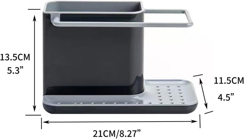 SNBBGT Kitchen Sink Organizer, Sink Cleaning Non-Slip Organizer with Countertop Sponge Holder and Rag Holder, Kitchen Organizer with Removable Drip Tray. (Black & Gray) - Image 2