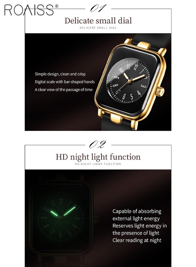 رويس ساعة كوارتز نسائية بحزام سيليكون بمينا مستطيلة، ساعة يد مقاومة للماء ومضيئة وبسيطة وعصرية كهدية للسيدات - Image 5