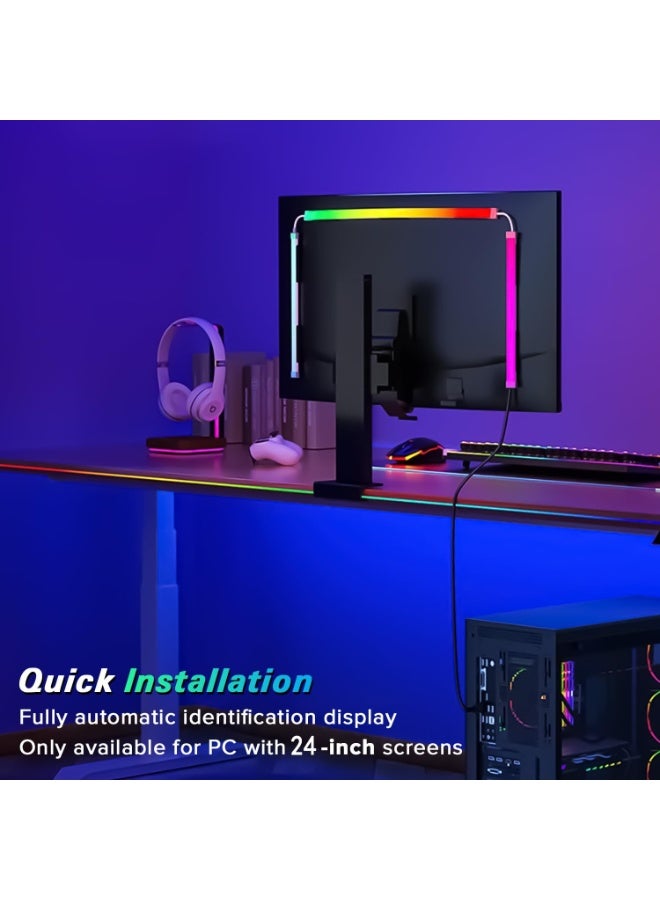 ياكيتر شريط إضاءة خلفية RGB LED لشاشة كمبيوتر 24 بوصة متزامن مع اللون والموسيقى للألعاب والأفلام تحكم بالبرنامج USB استخدام يومي وألعاب - Image 4