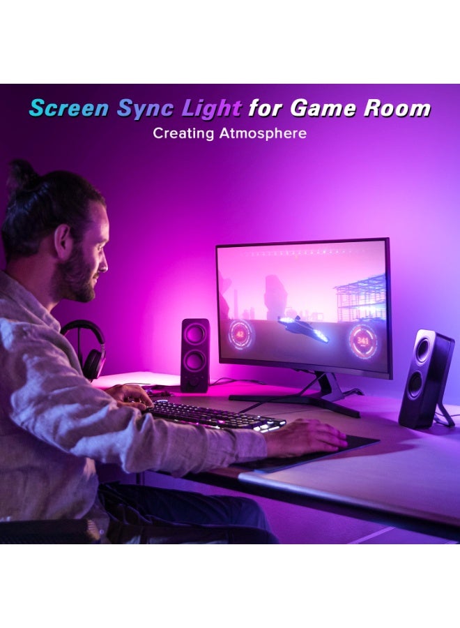 ياكيتر شريط إضاءة خلفية RGB LED لشاشة كمبيوتر 24 بوصة متزامن مع اللون والموسيقى للألعاب والأفلام تحكم بالبرنامج USB استخدام يومي وألعاب - Image 2