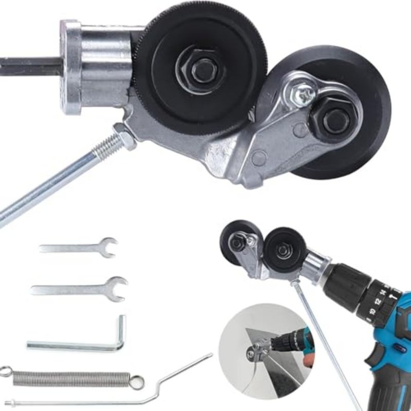 Electric Drill Plate Cutter, The New Metal Nibbler Drill Attachment, DIY Metal Drill Attachment, Electric Drill Plate Cutter Attachment for Cutting Iron, White Sheet, Steel, Copper, Aluminum. - Image 1