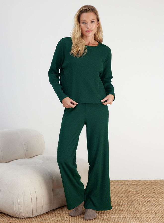 trendyol Emerald Green Corduroy Knitted Pajama Set THMAW21PT0684 - Image 1