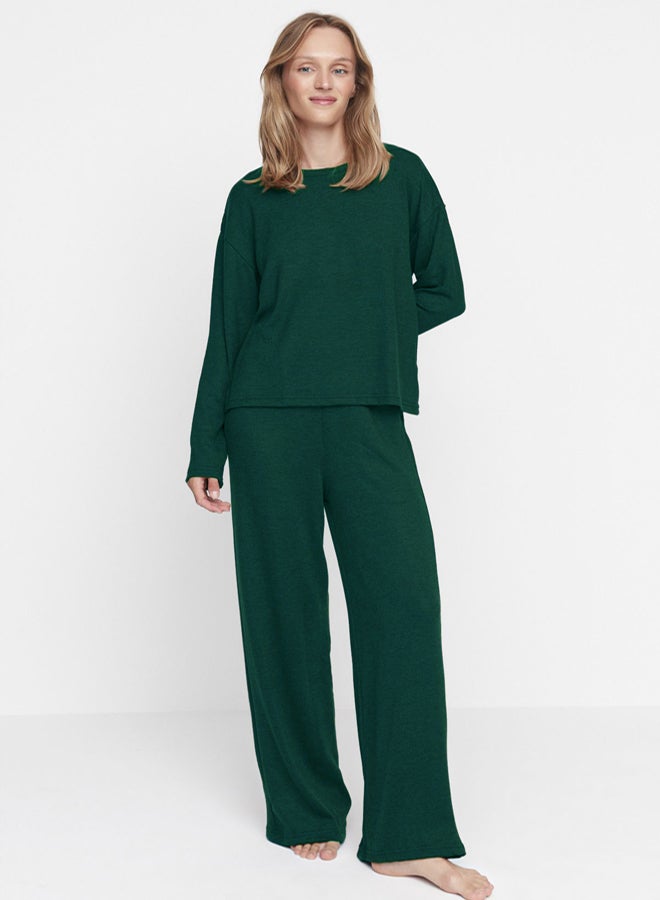 trendyol Emerald Green Corduroy Knitted Pajama Set THMAW21PT0684 - Image 2