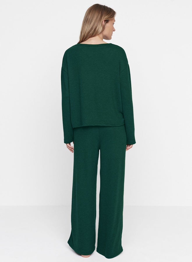 trendyol Emerald Green Corduroy Knitted Pajama Set THMAW21PT0684 - Image 5