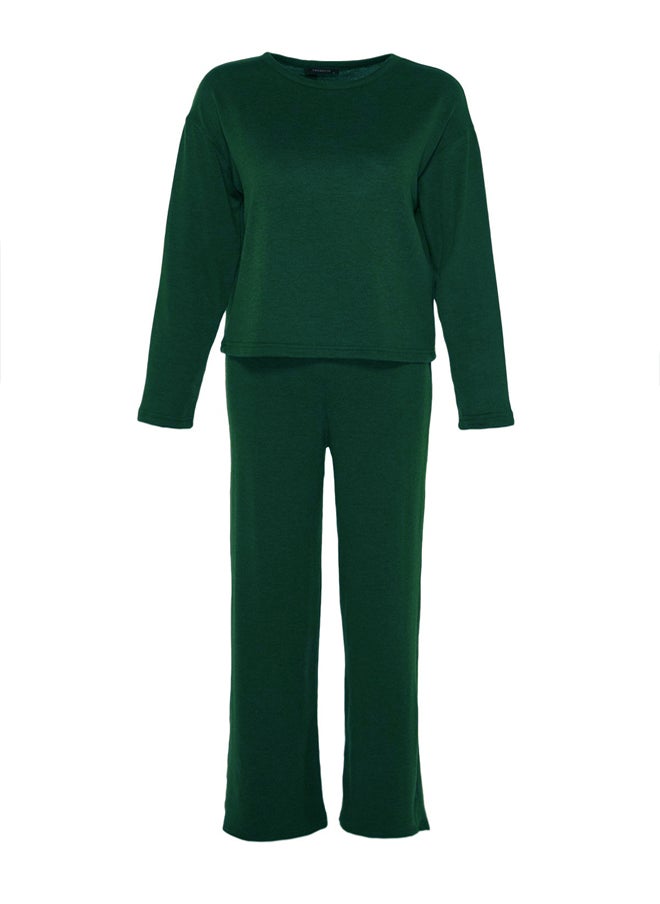 trendyol - Emerald Green Corduroy Knitted Pajama Set THMAW21PT0684 - Image 1