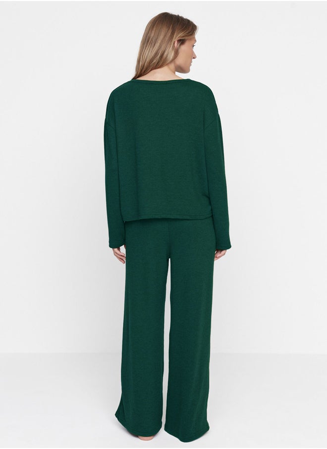 trendyol - Emerald Green Corduroy Knitted Pajama Set THMAW21PT0684 - Image 1