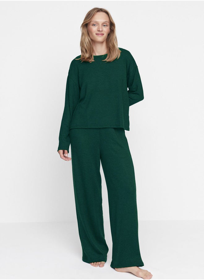 trendyol - Emerald Green Corduroy Knitted Pajama Set THMAW21PT0684 - Image 1