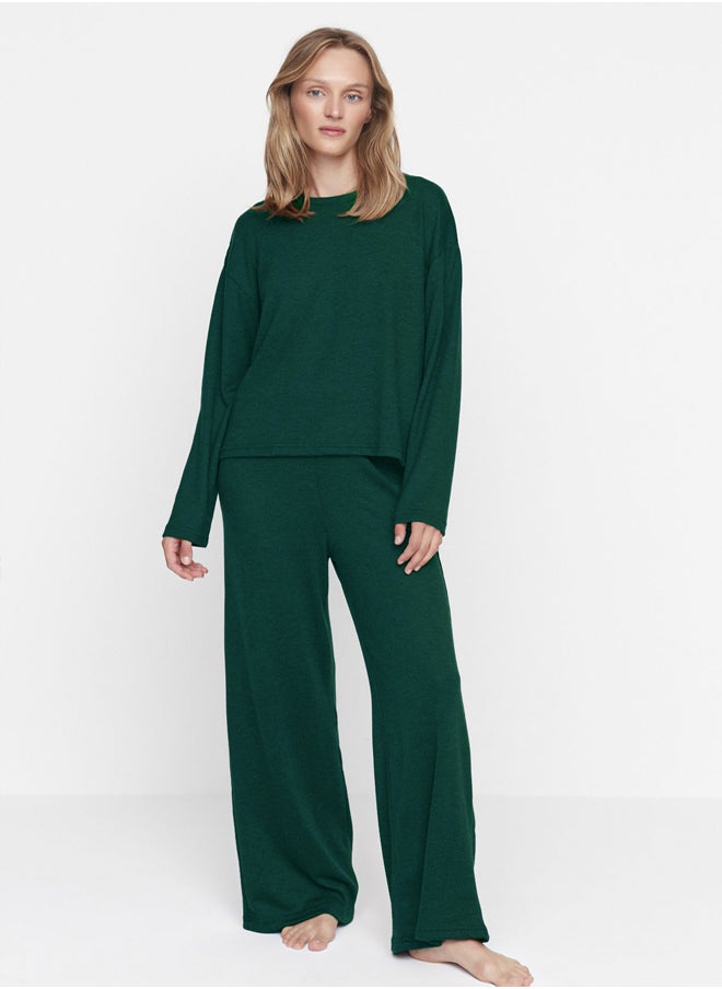 trendyol - Emerald Green Corduroy Knitted Pajama Set THMAW21PT0684 - Image 1